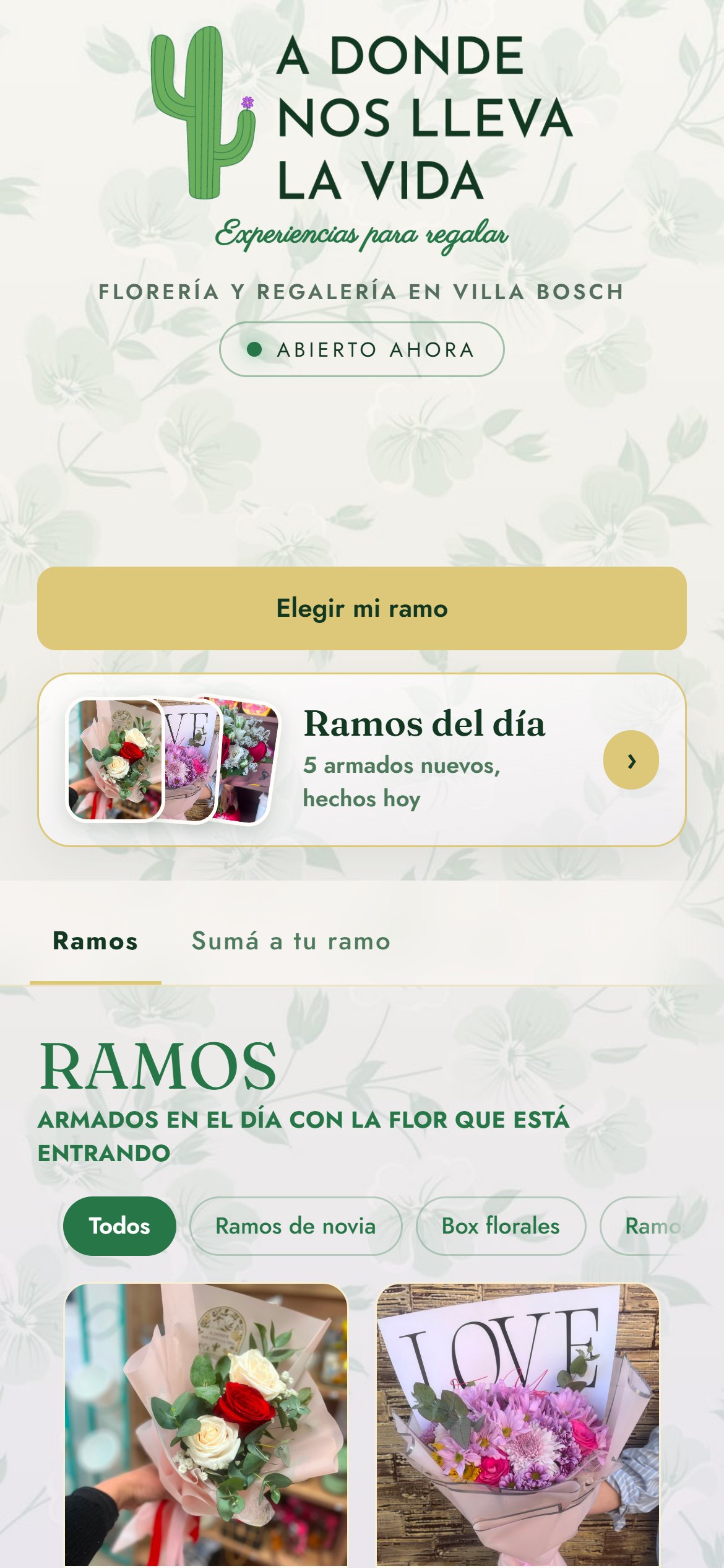 Sitio de A donde nos lleva la vida, florería